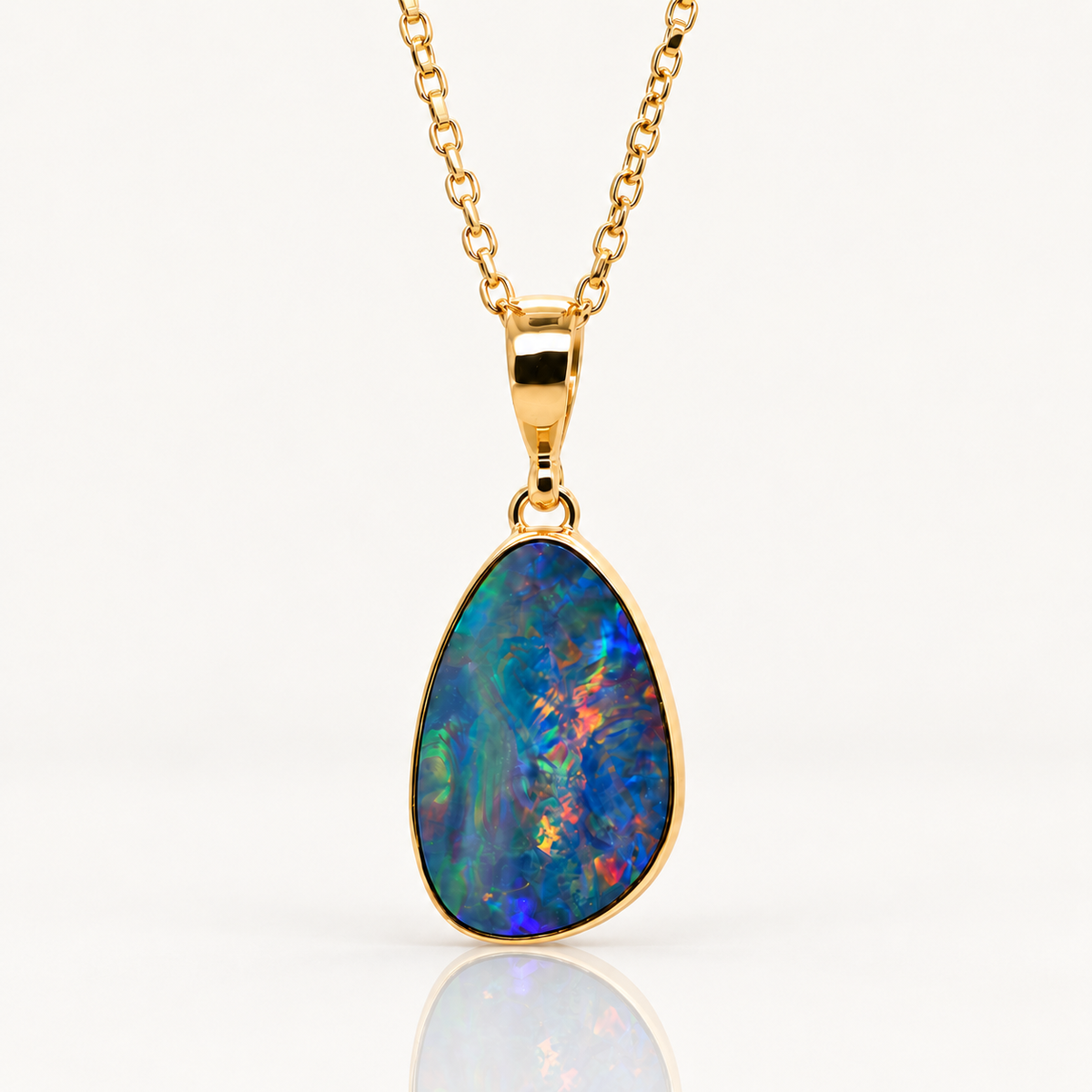 Coober Pedy Opal Doublet Pendant | 9ct Yellow Gold