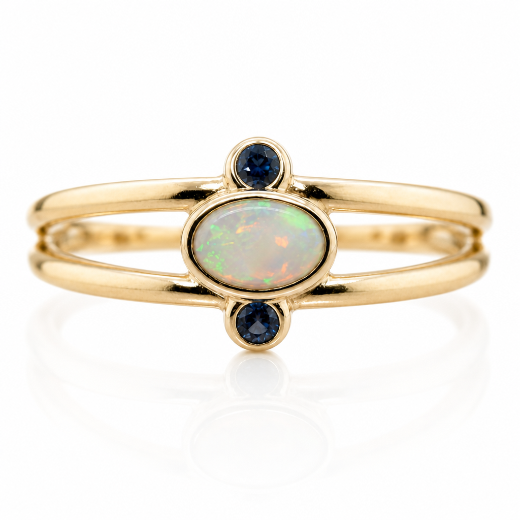 Crystal Opal & Sapphire Ring