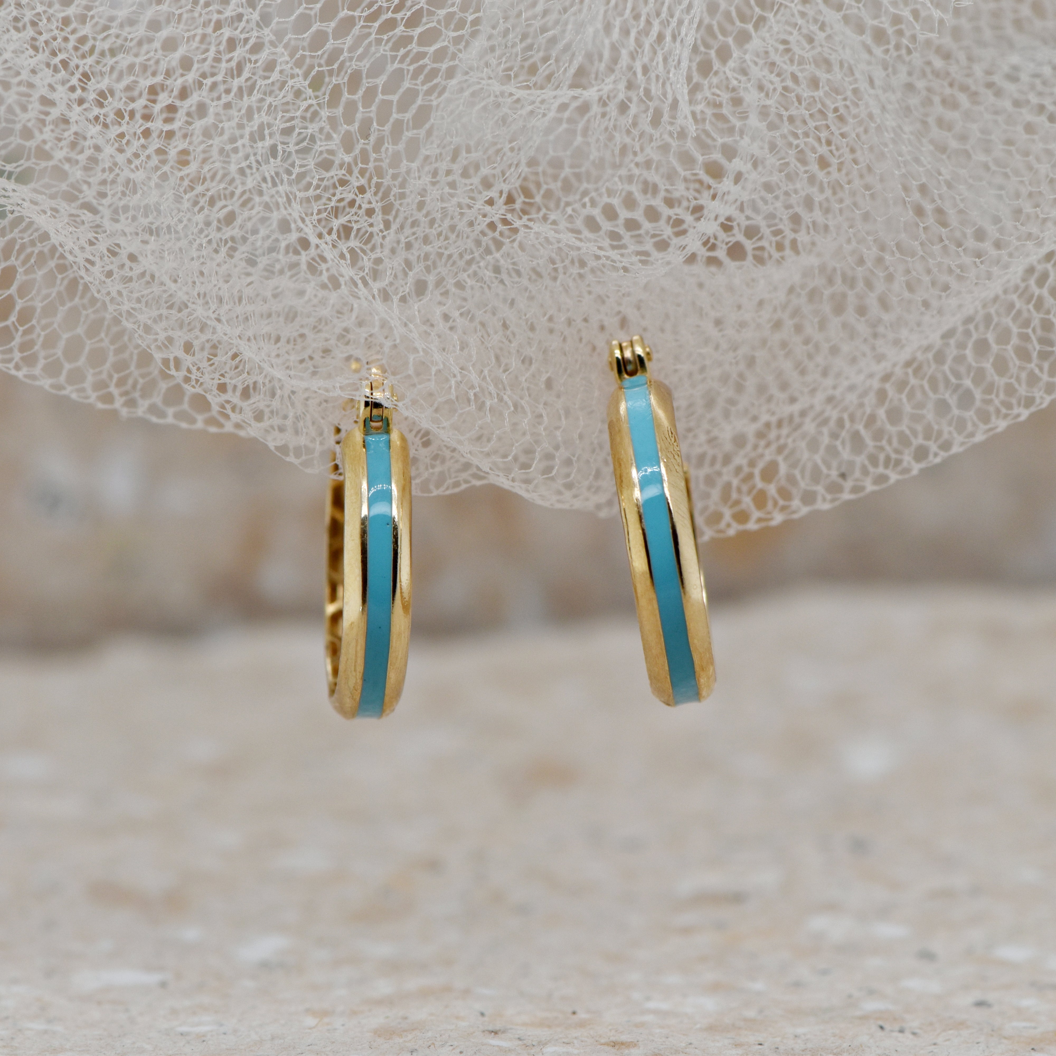9ct Blue enamel hoops