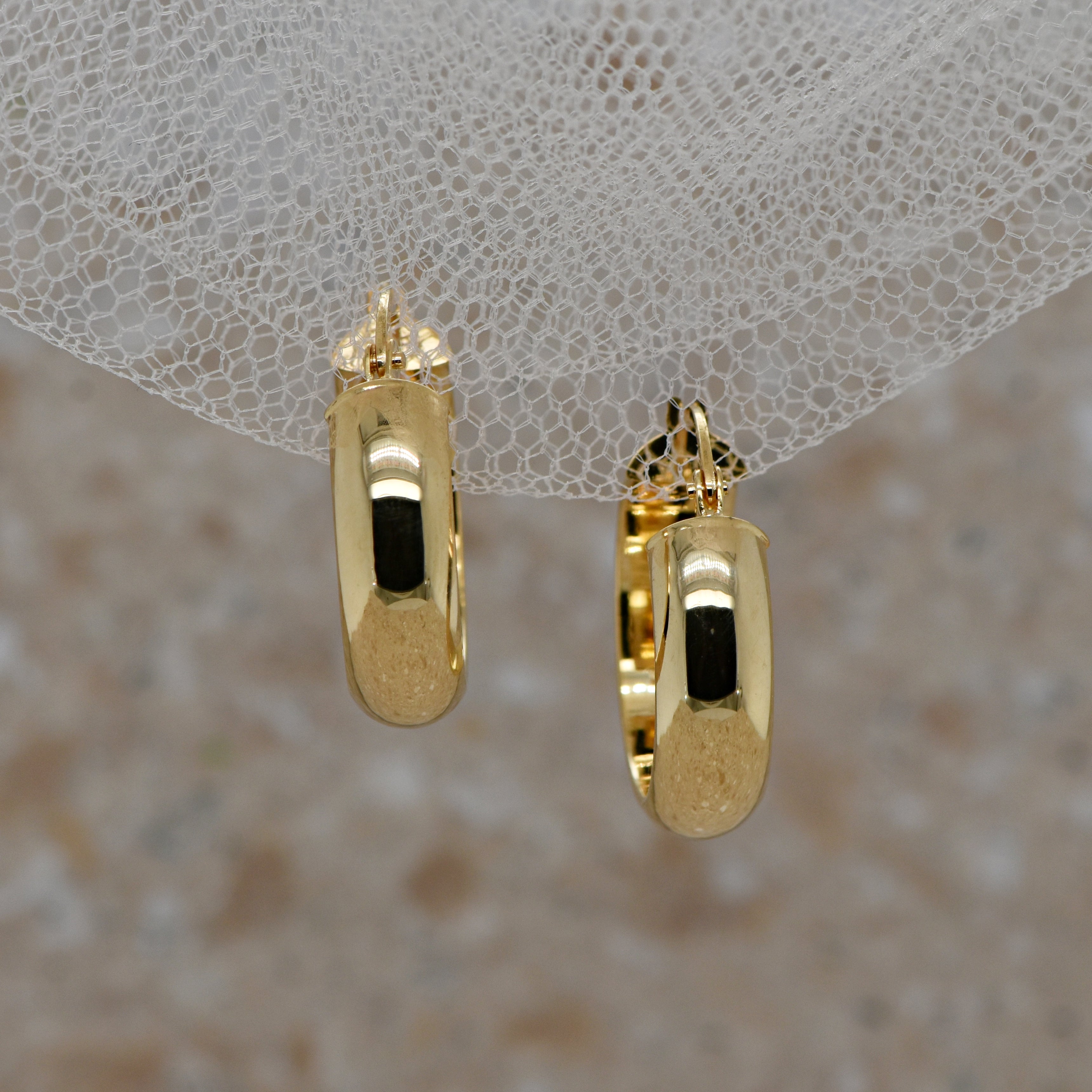18ct gold wide dome hoop earrings