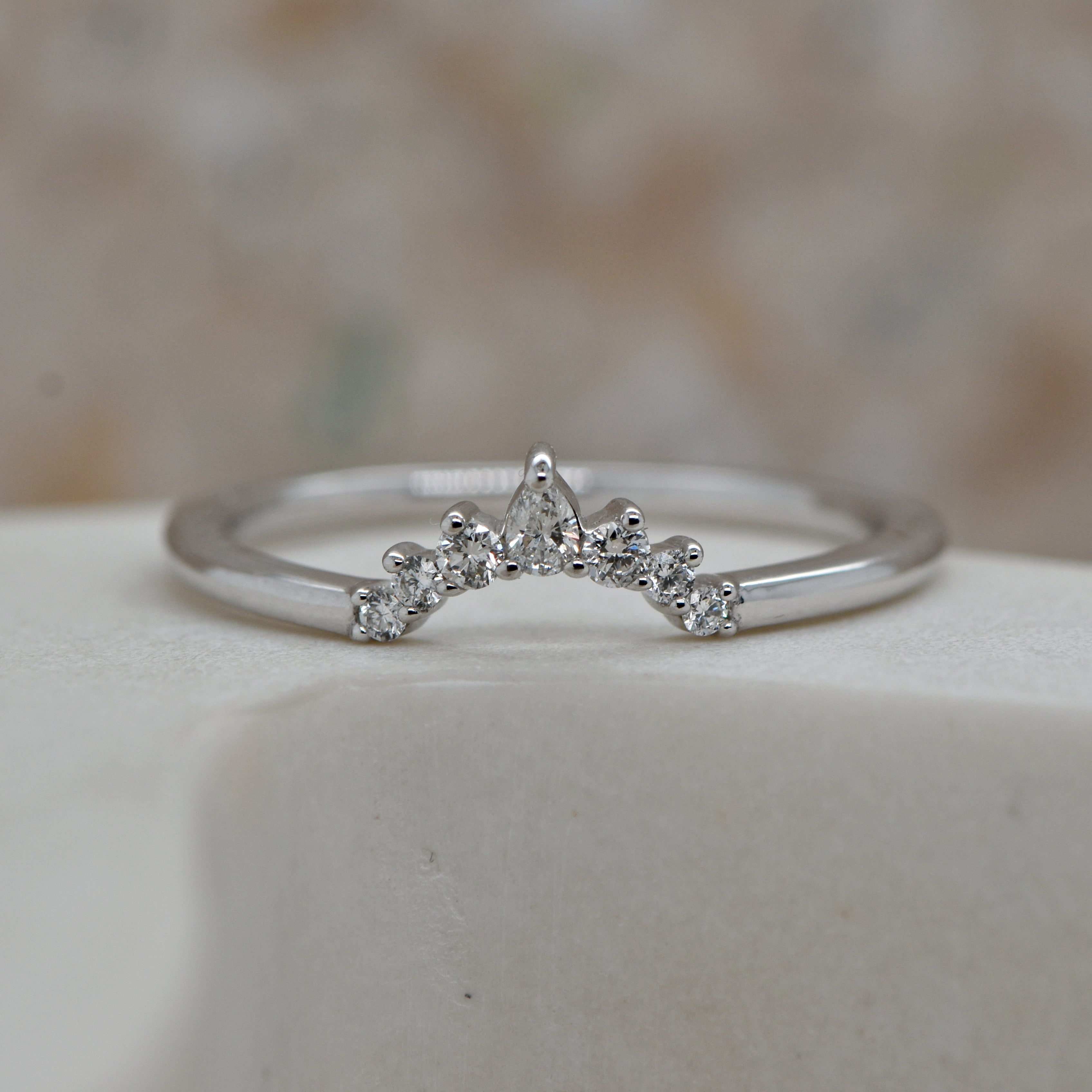 Curved Natural diamond set band -18ct white gold