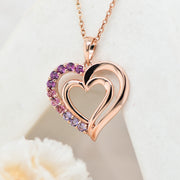 9ct RG Multip pink stone heart pendant