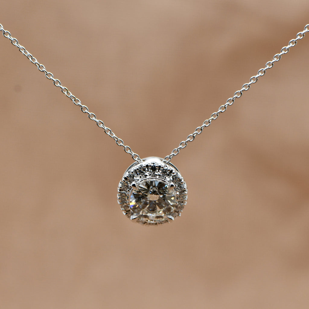 Halo on sale diamond necklace