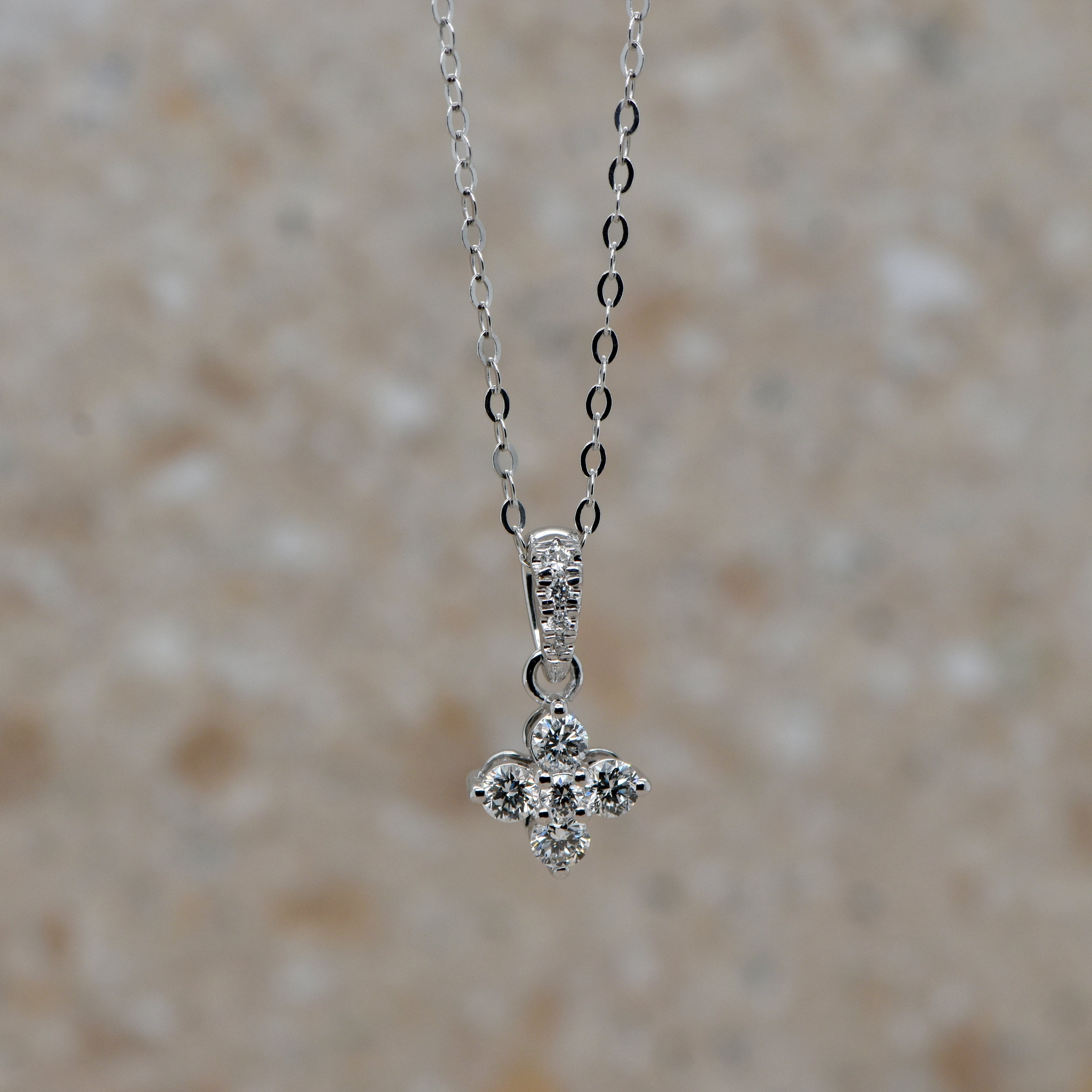 White Gold Diamond Flower Pendant
