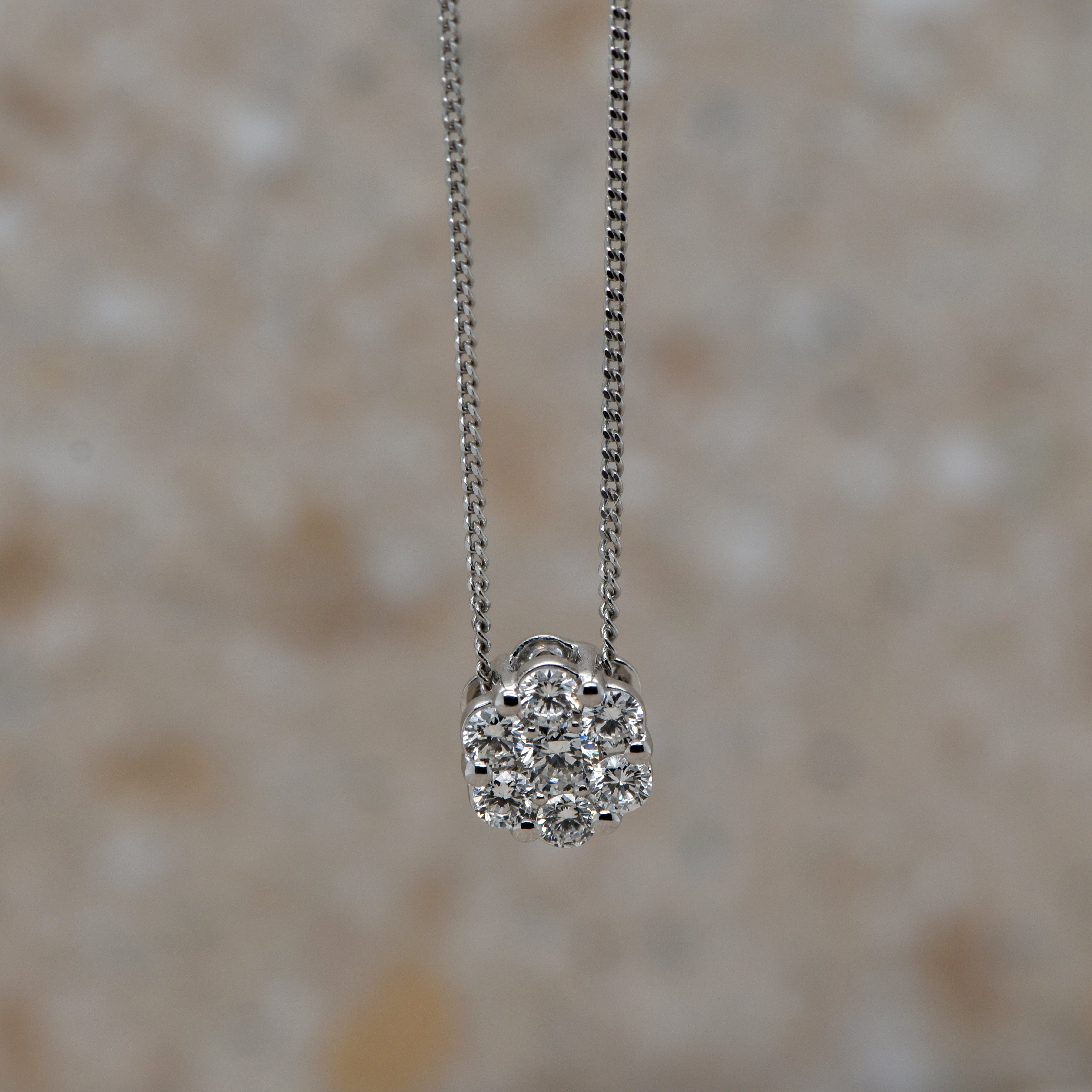 white Gold Diamond cluster pendant