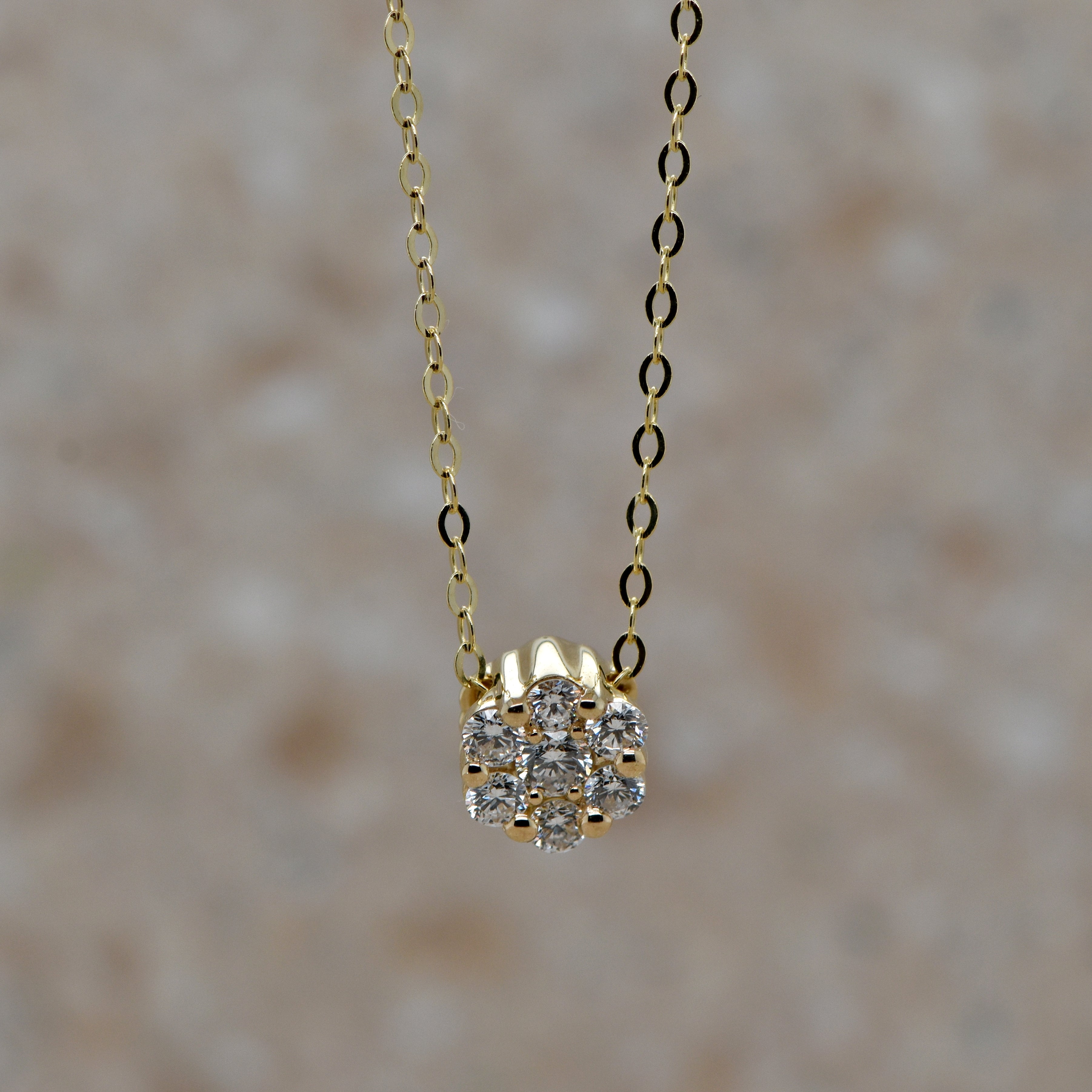 yellow Gold Diamond cluster pendant