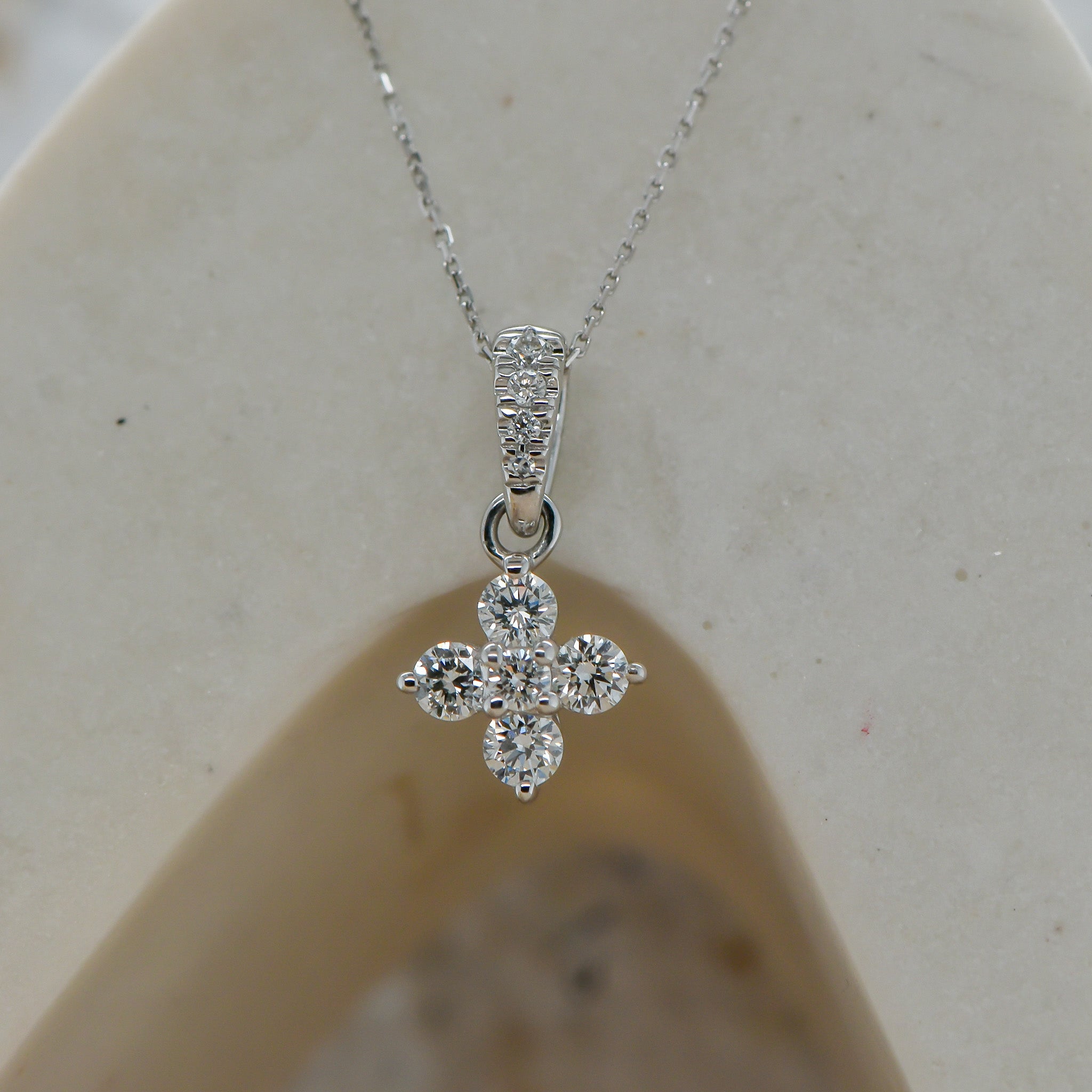 White Gold Diamond Flower Pendant