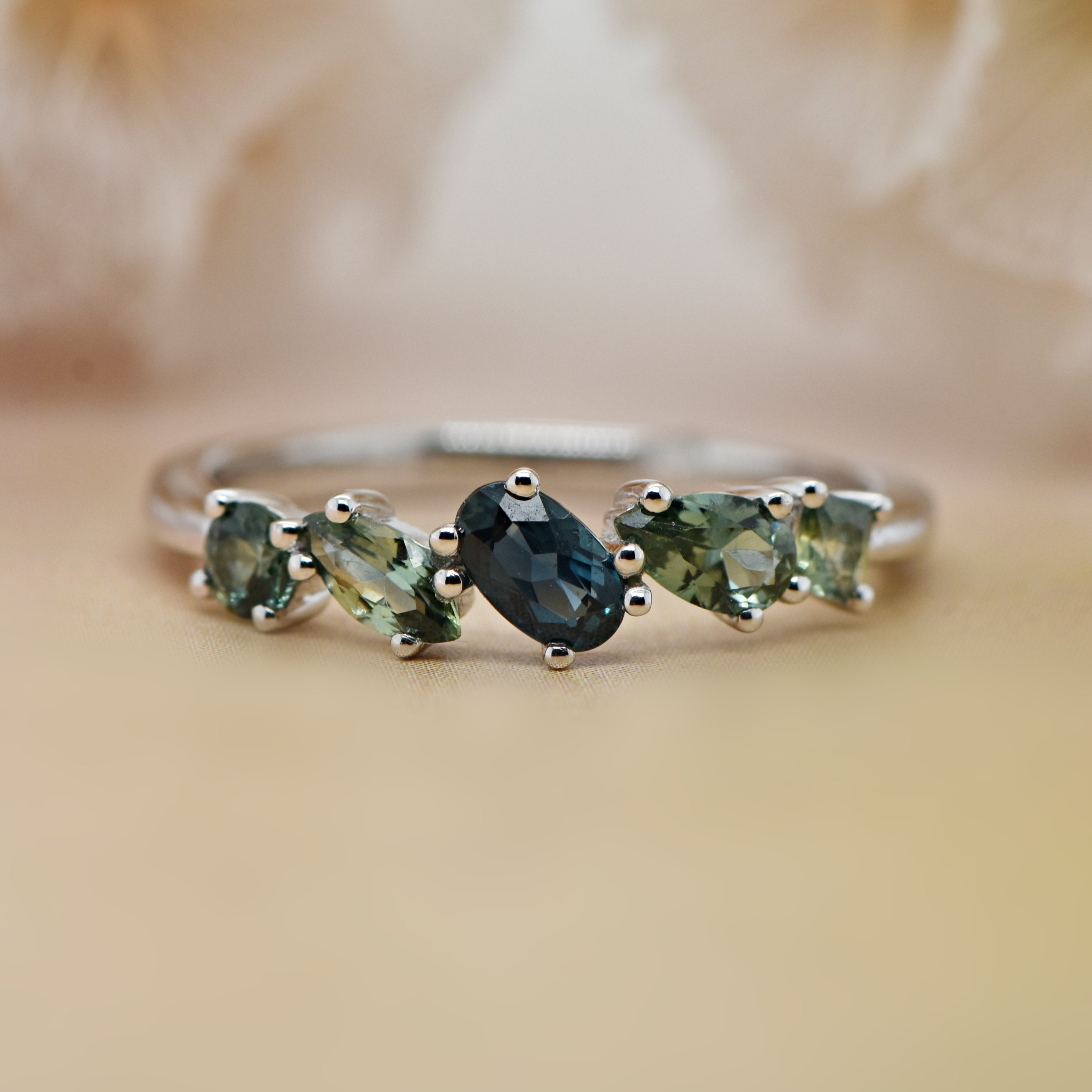 Sapphire Dreams - 'Ophelia' white gold multi colour Sapphire Ring