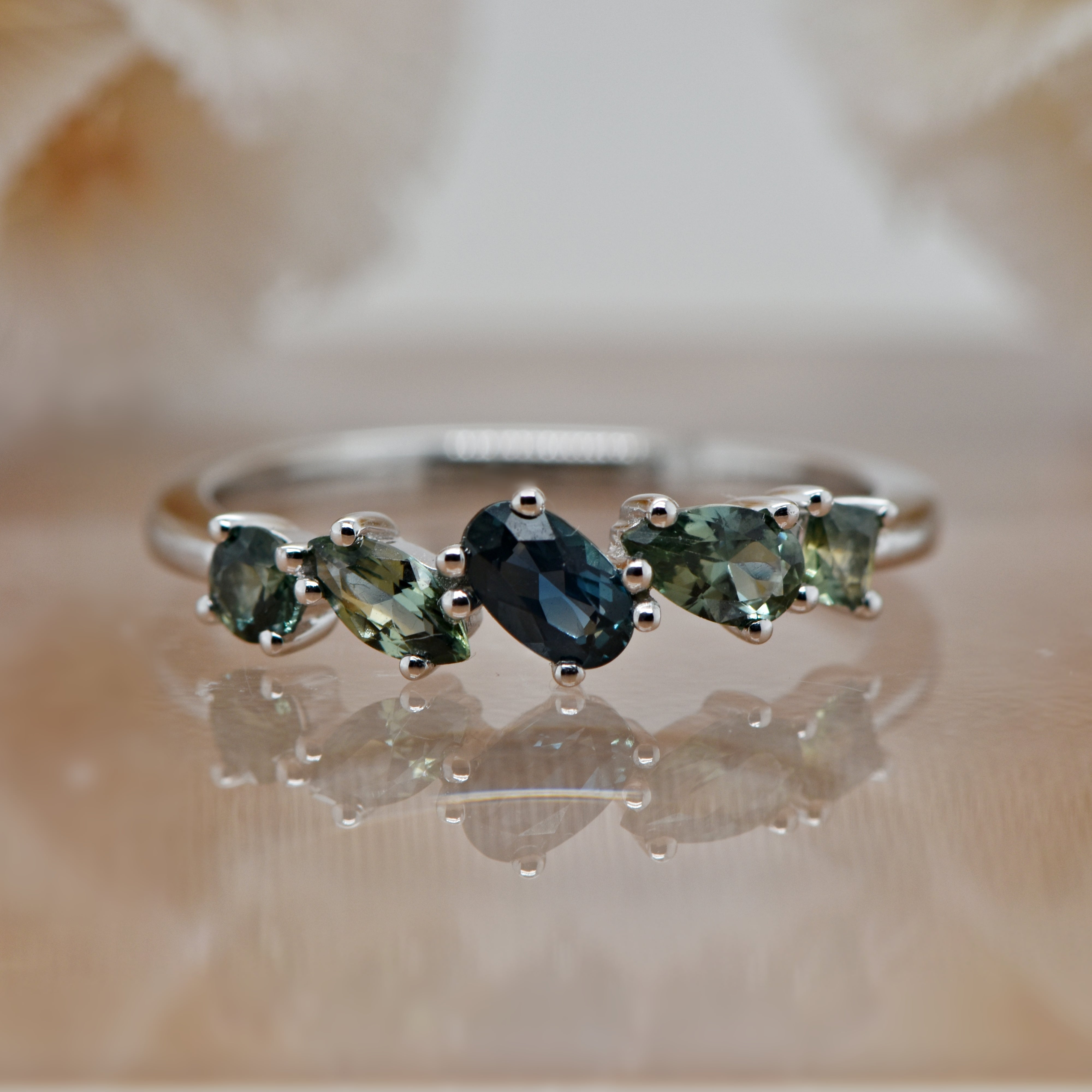 Sapphire Dreams - 'Ophelia' white gold multi colour Sapphire Ring