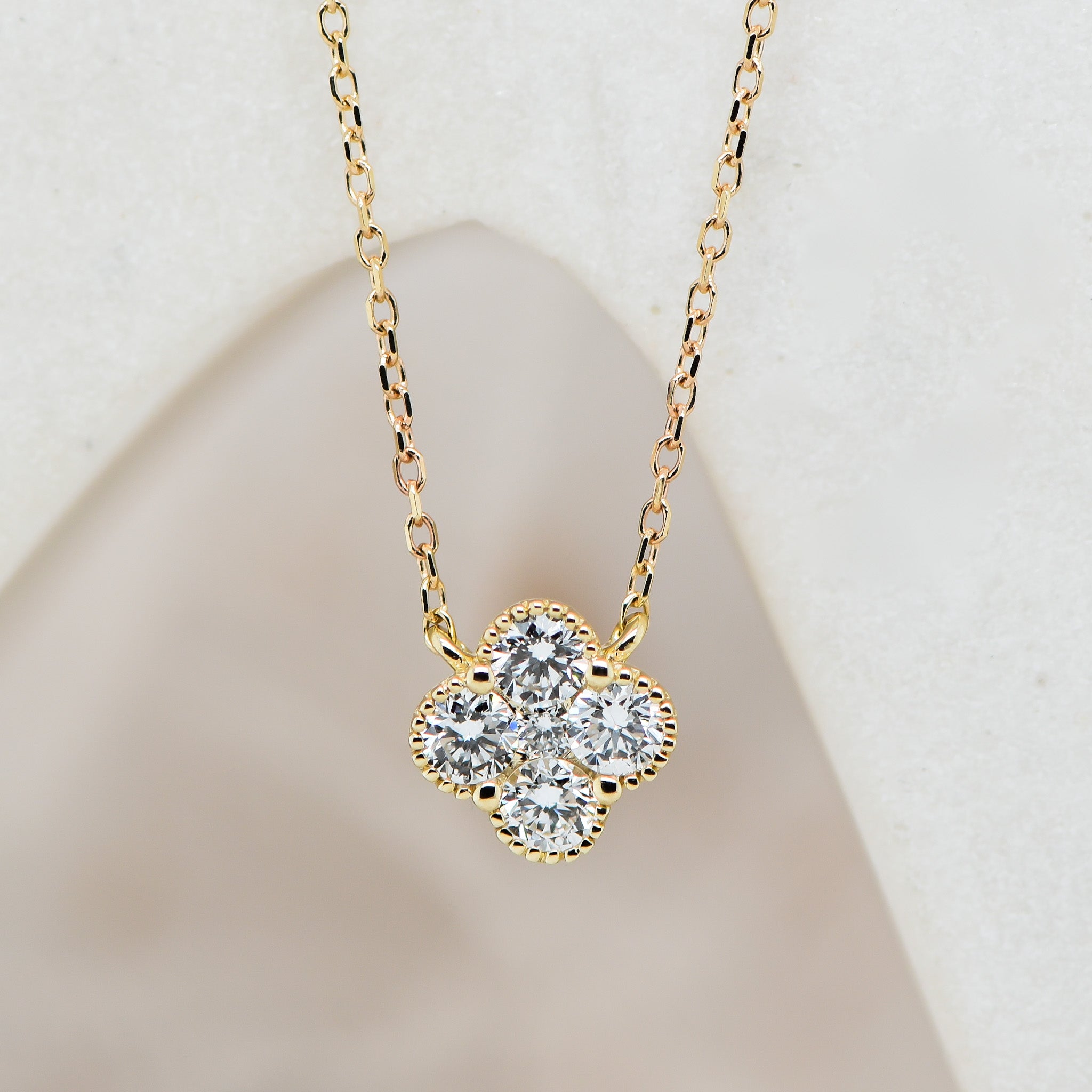 YG Lab Grown Diamond Clover Pendant