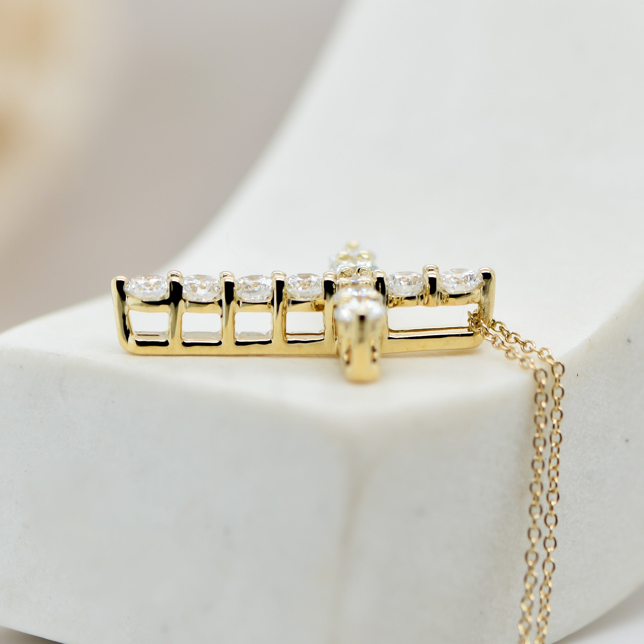 9ct Yellow Gold Diamond cross