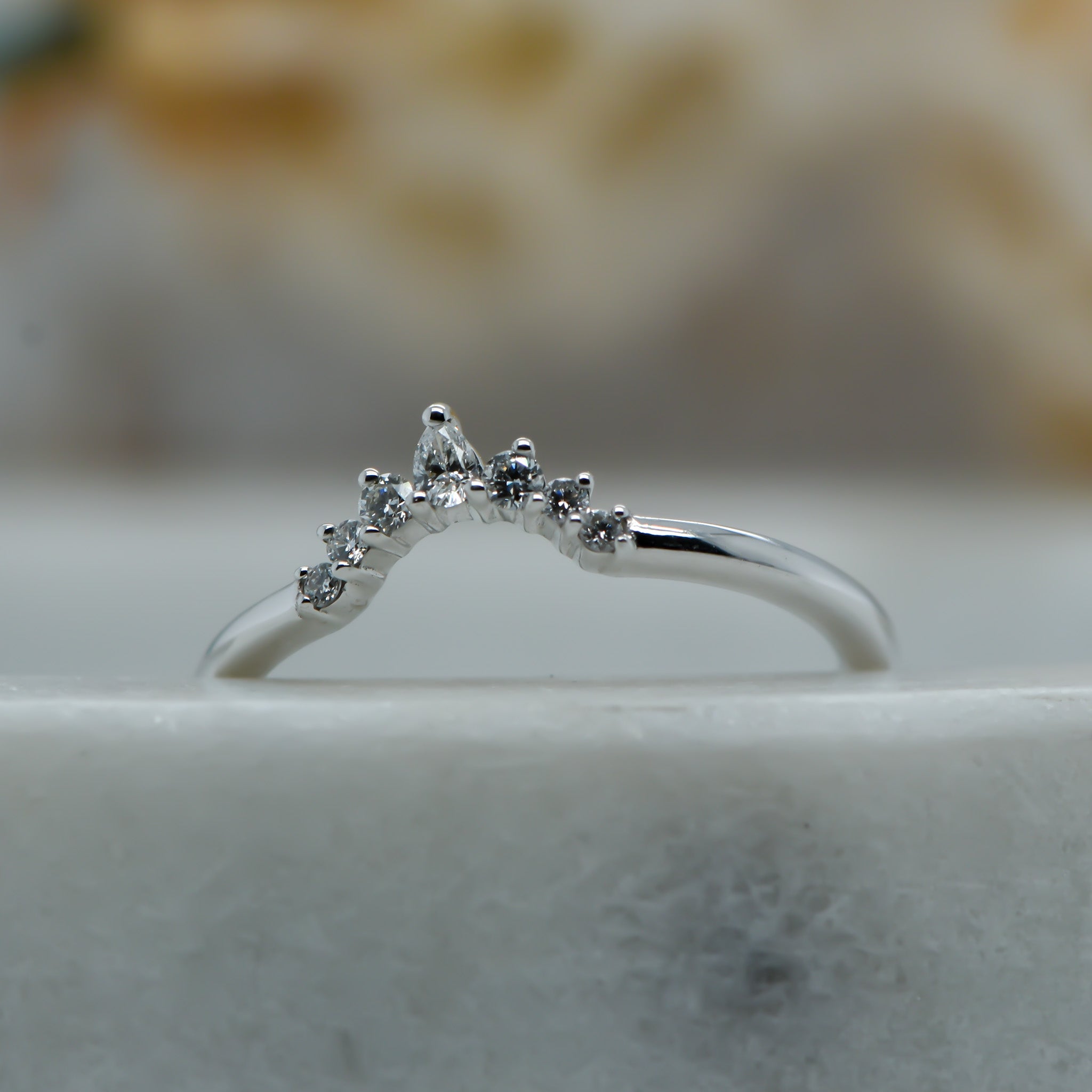 Curved Natural diamond set band -18ct white gold