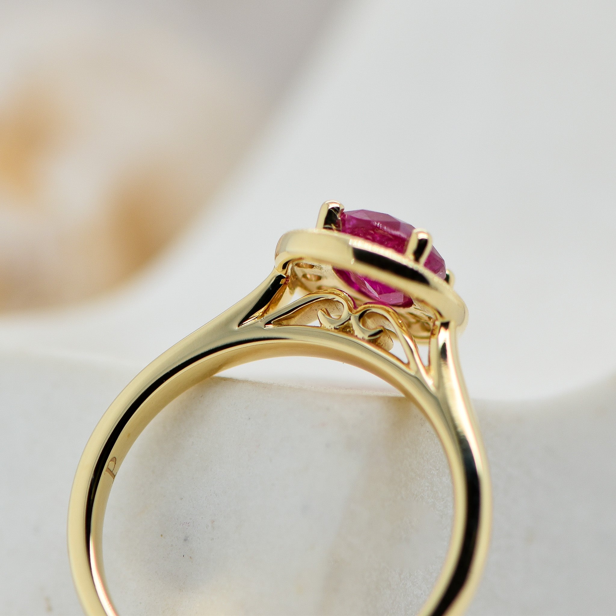 Ruby & Diamond Halo ring