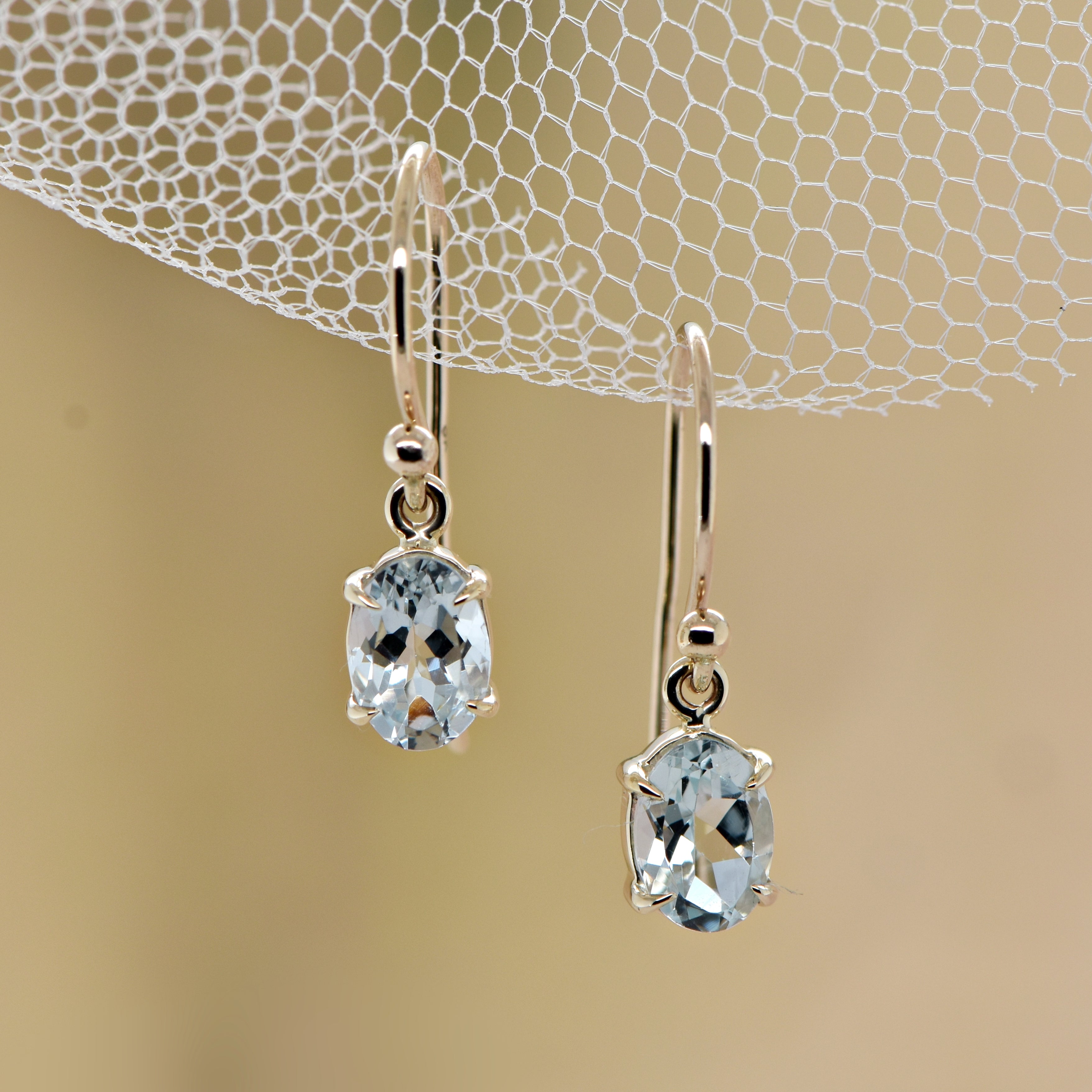 Oval Cut Aquamarine Drop Earrings
