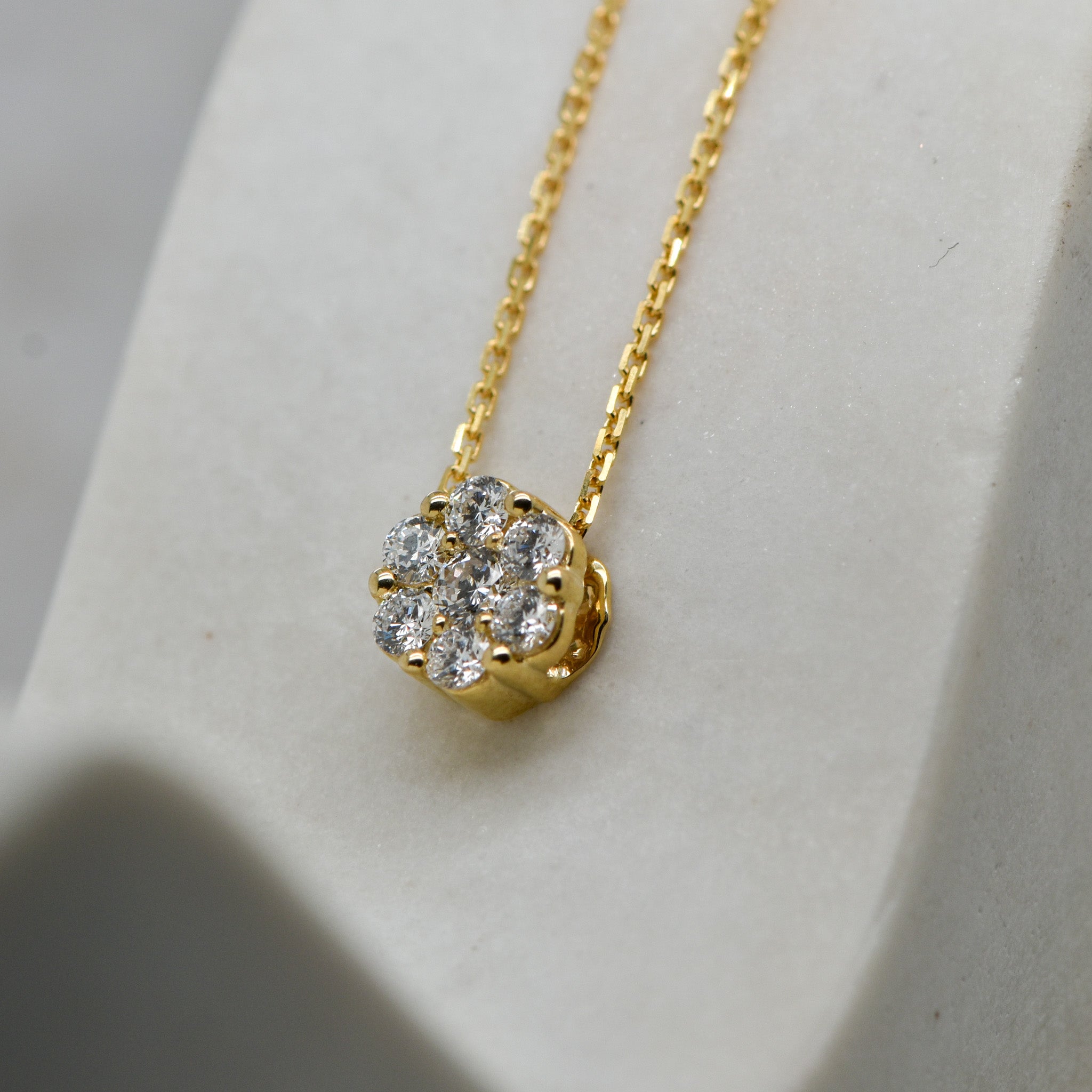 yellow Gold Diamond cluster pendant
