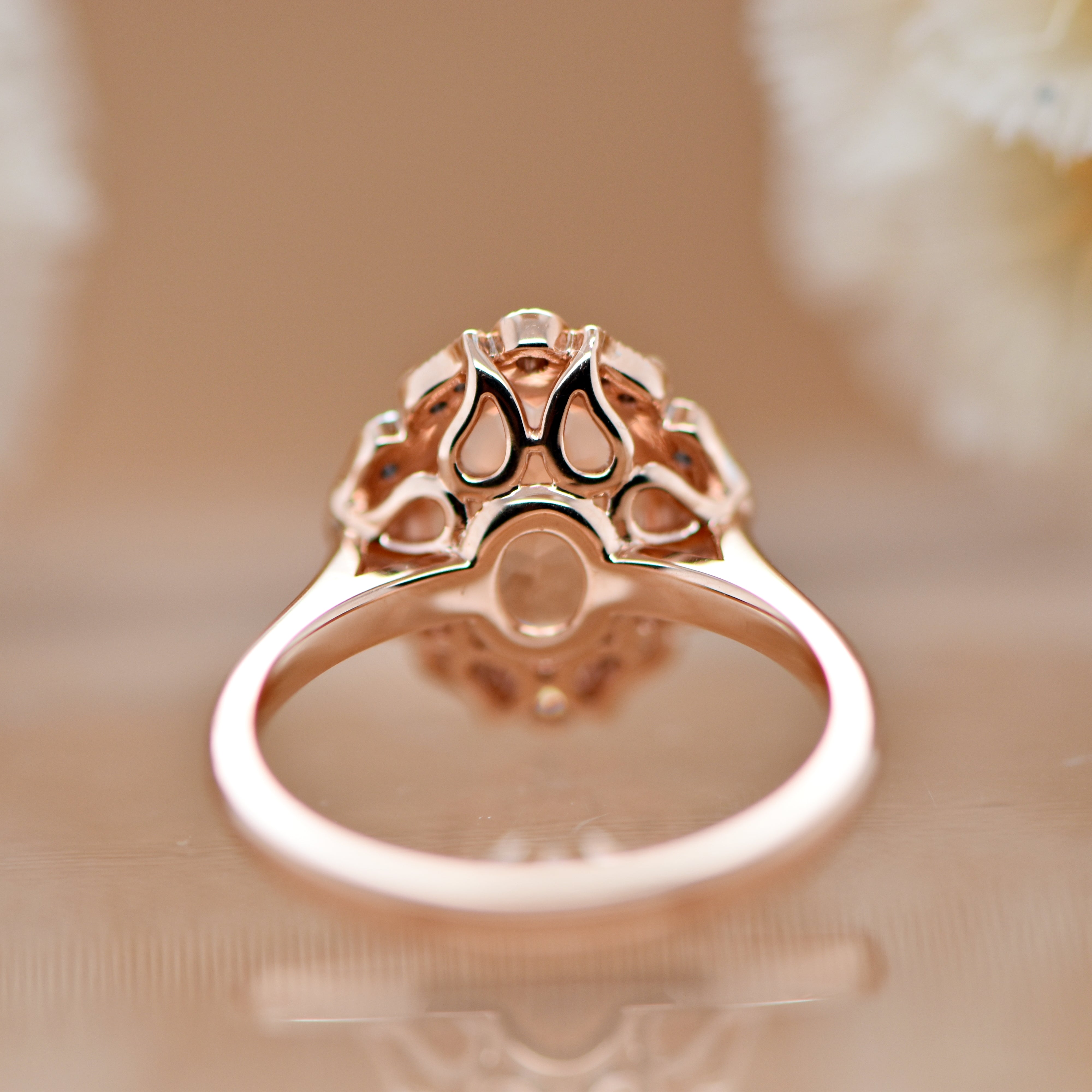' Valarie ' Peach Morganite & Diamond Ring