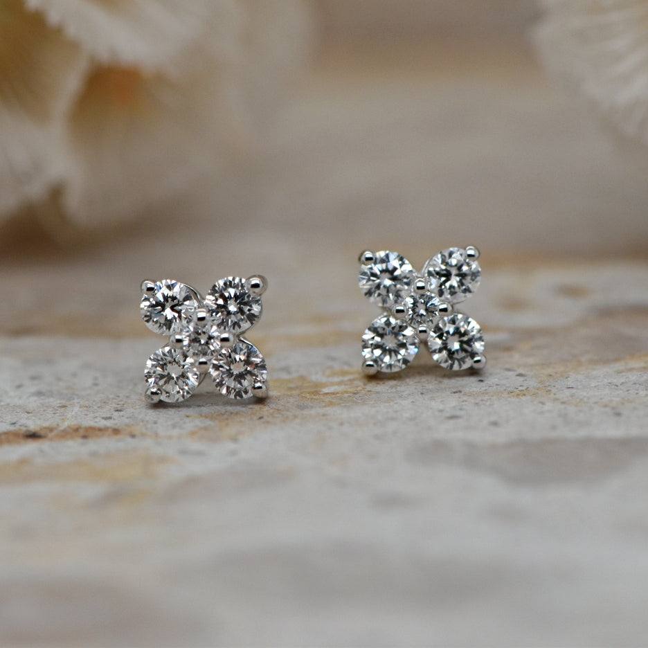 WG Lab Grown diamond flower earrings