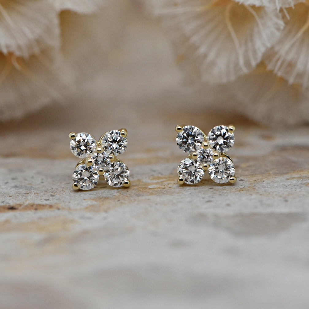 Lab Grown diamond flower earrings