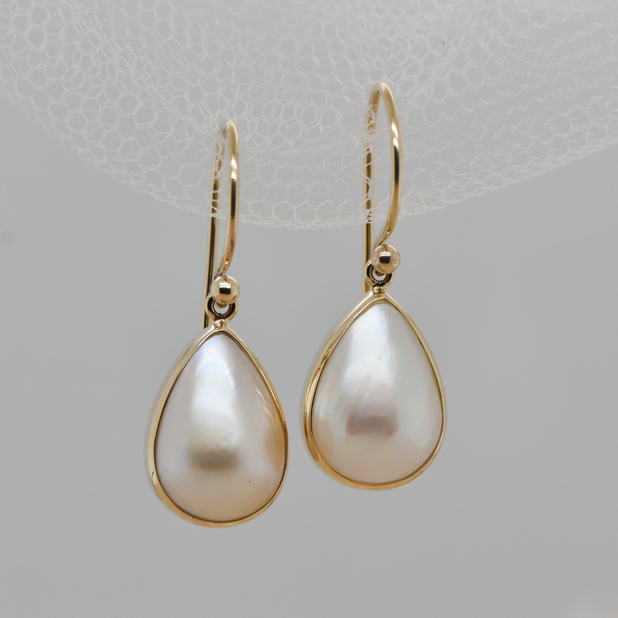 9ct Mabe Pearl drop earrings