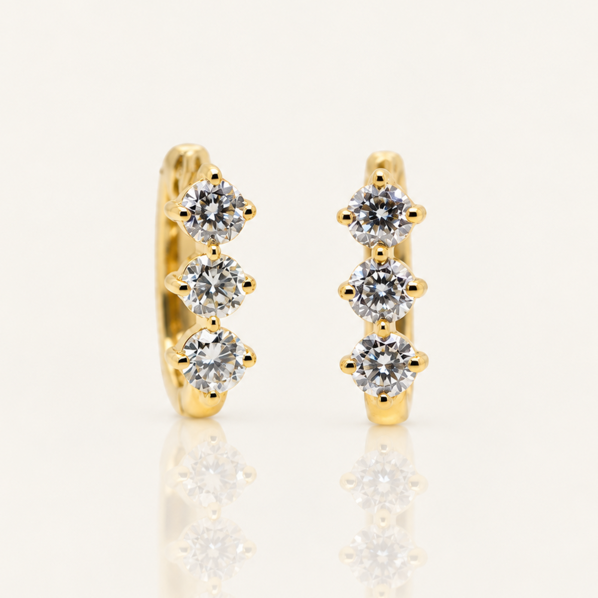 Lab Grown Diamond Trio Huggie Hoop Earrings | 0.60ct F/VS | 9ct Yellow Gold