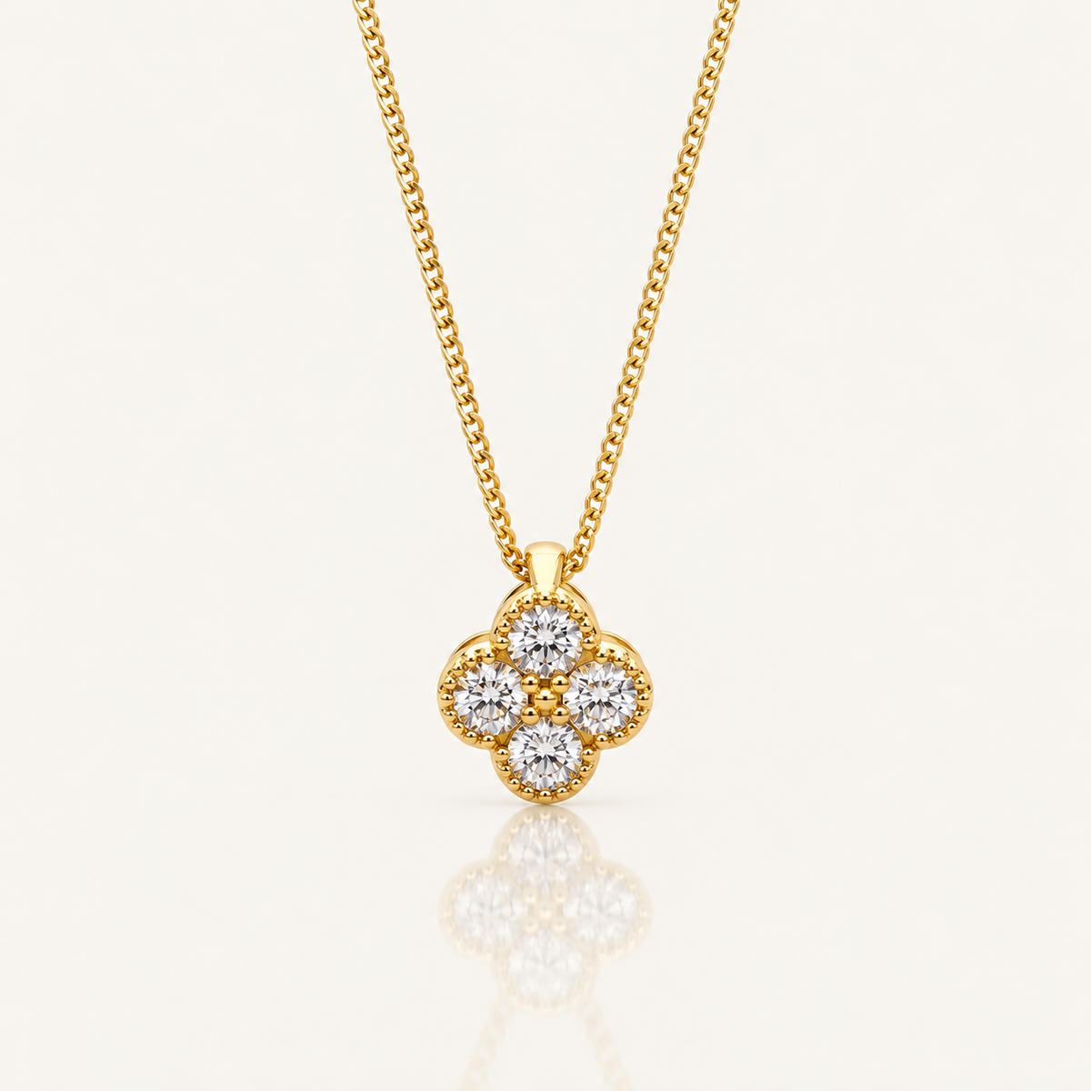 Lab Grown Diamond Four-Stone Flower Pendant | 0.25ct F/VS | 9ct Yellow Gold