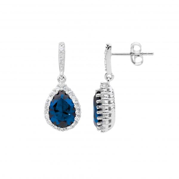 Zoe Austin - Sterling Silver London Blue CZ teardrop earrings
