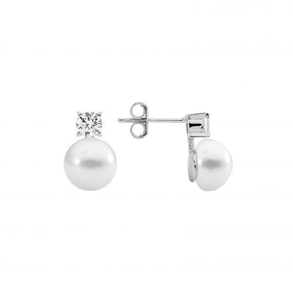 Zoe Austin - Sterling Silver CZ Pearl earrings