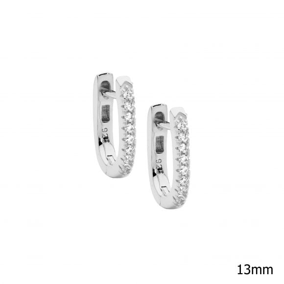Zoe Austin - Sterling Silver oval CZ hoops