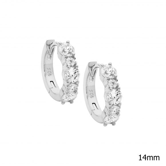 Zoe Austin - Sterling Silver CZ 14mm huggies