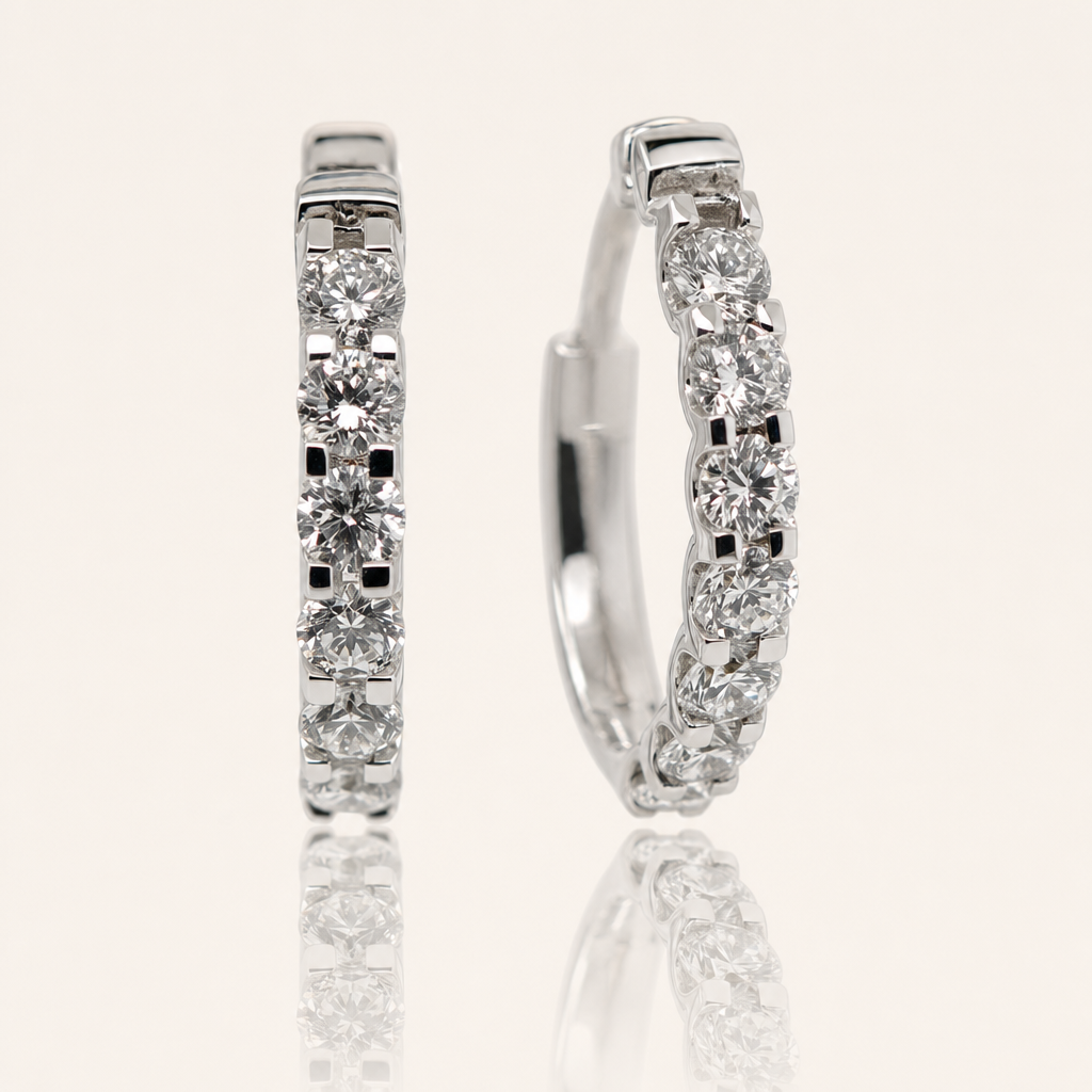 Lab Grown Diamond Oval Huggie Earrings | 1.50ct | 18ct White Gold