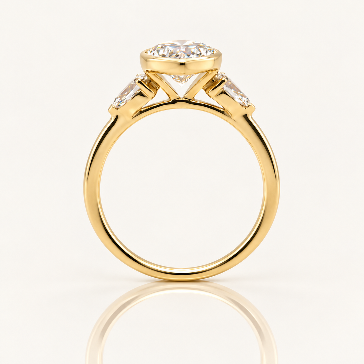 3.07ct Marquise Lab Grown Diamond Bezel Engagement Ring with Pear Sides | 9ct Yellow Gold