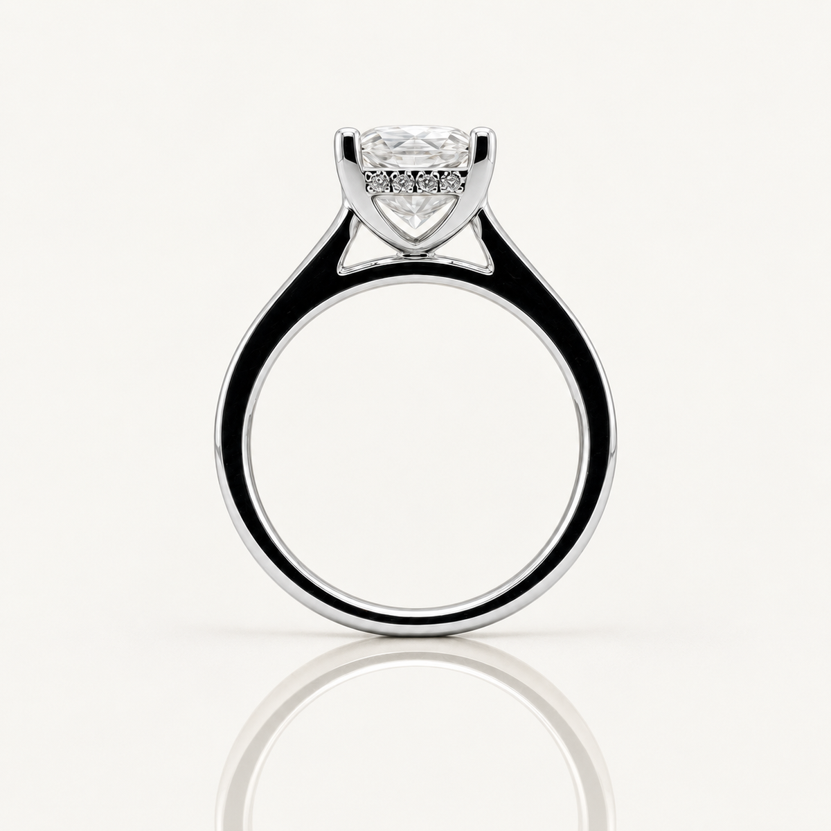 Ellie | 3.03ct Radiant Cut Lab Grown Diamond Engagement Ring | Hidden Halo | 18ct White Gold