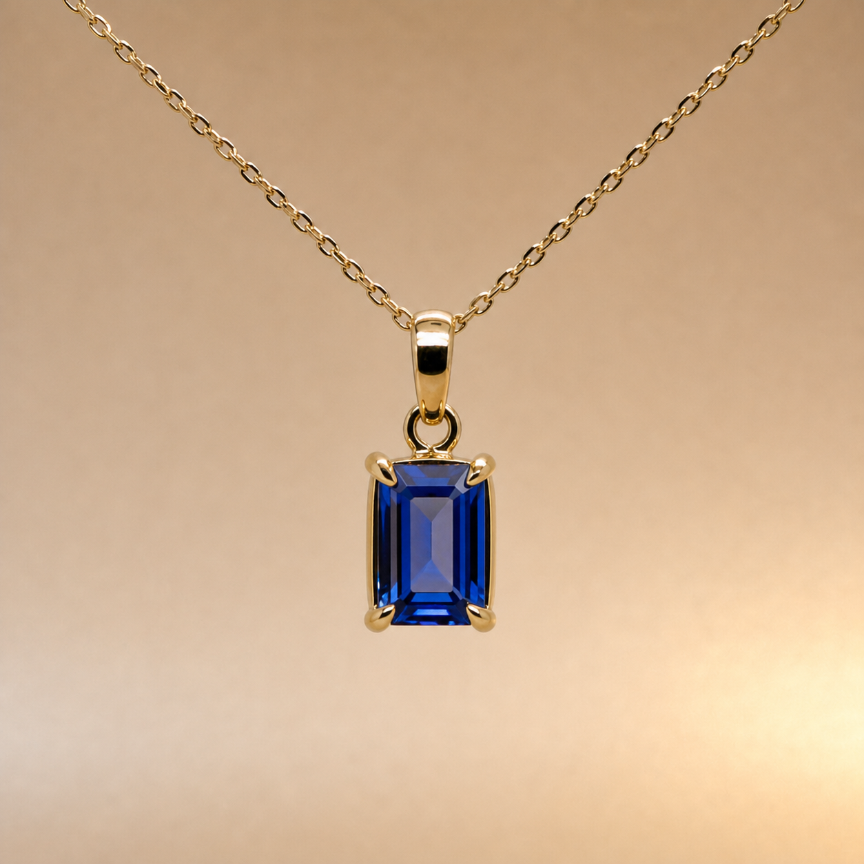 Emerald Cut Tanzanite Pendant