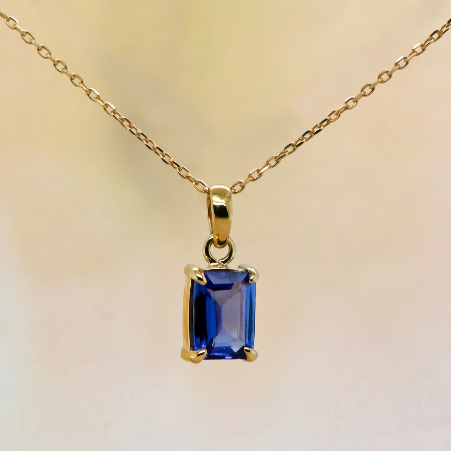 Emerald Cut Tanzanite Pendant