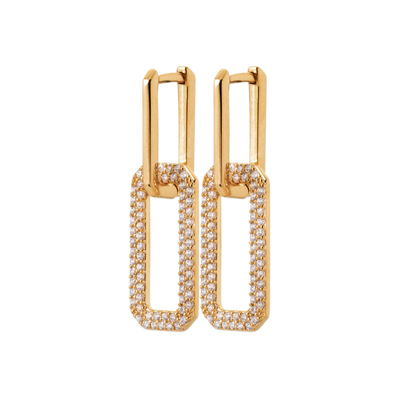 Zoe Austin - 18ct YG Plated CZ rectangle earrings