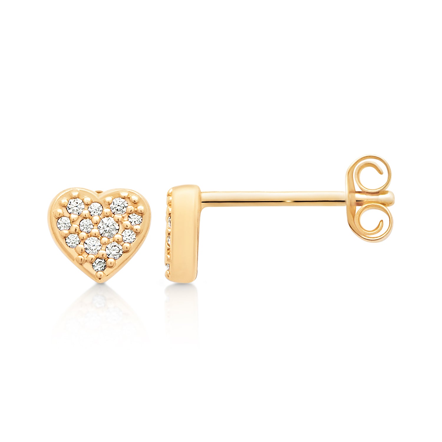 Zoe Austin - 18ct YG PLATED CZ PAVE HEART STUDS