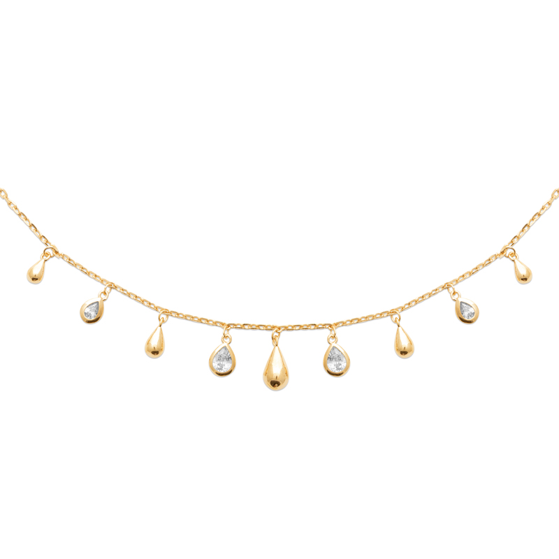 Zoe Austin - 18ct YG Plated CZ & Teardrop Necklet
