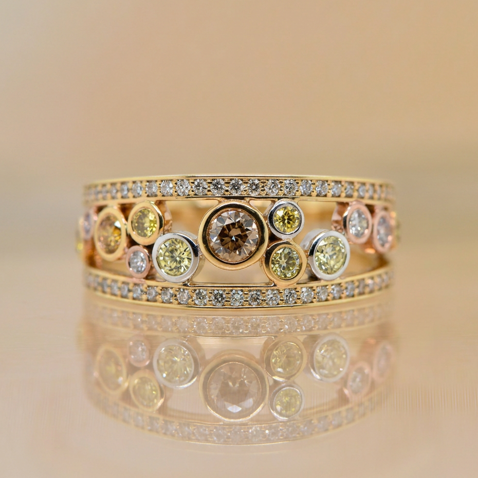 18ct Yellow Gold Natural Fancy Coloured Diamond Ring