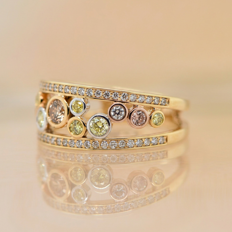 18ct Yellow Gold Natural Fancy Coloured Diamond Ring