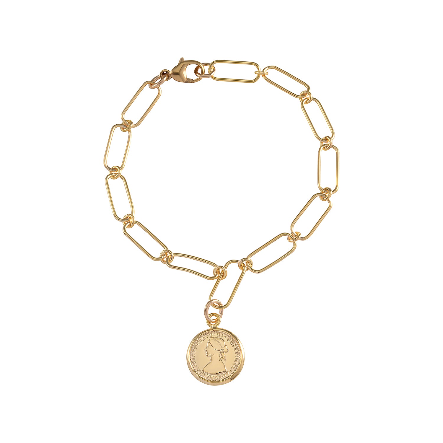 Von Treskow - Open Link Clip Chain Bracelet With Mini Coin