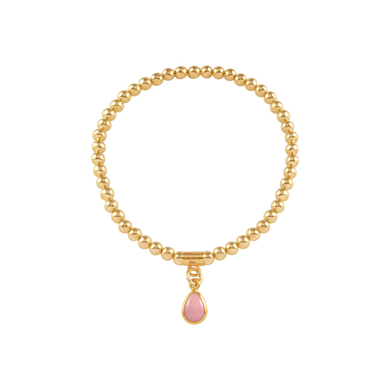 Von Treskow - Stretchy ball Bracelet with Pear Pink Opal