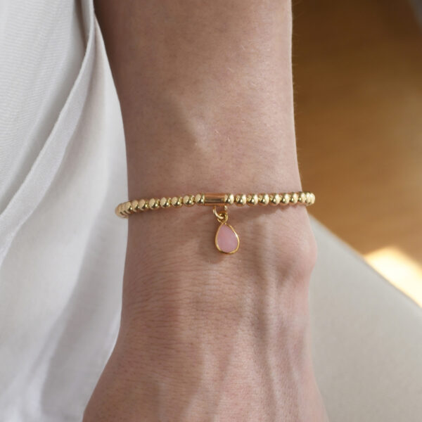 Von Treskow - Stretchy ball Bracelet with Pear Pink Opal