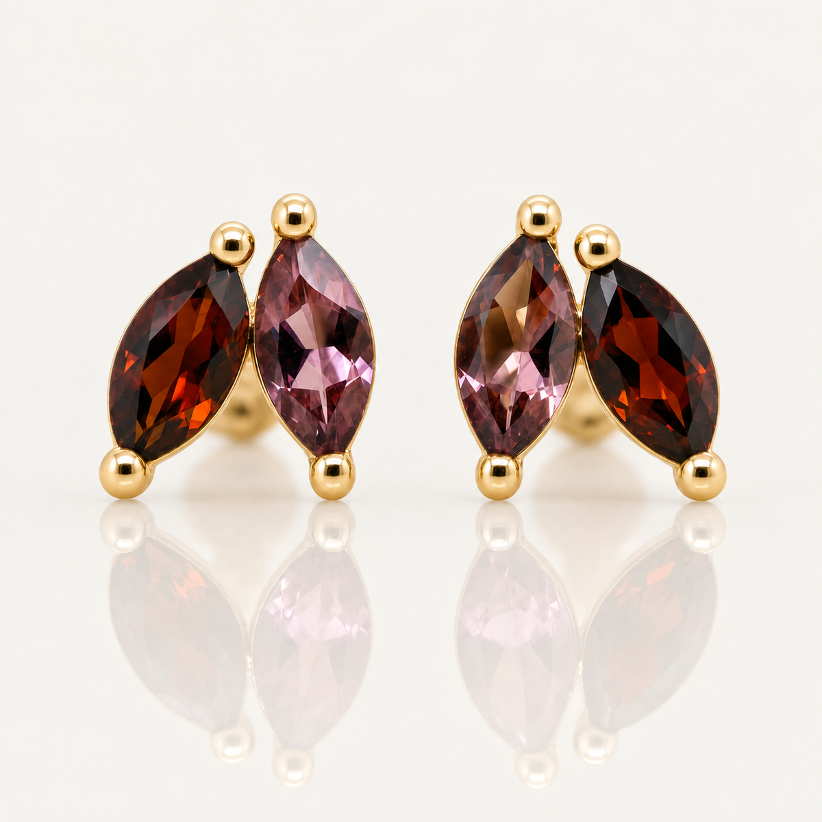 Garnet & Pink Tourmaline Necklace | 9ct Yellow Gold