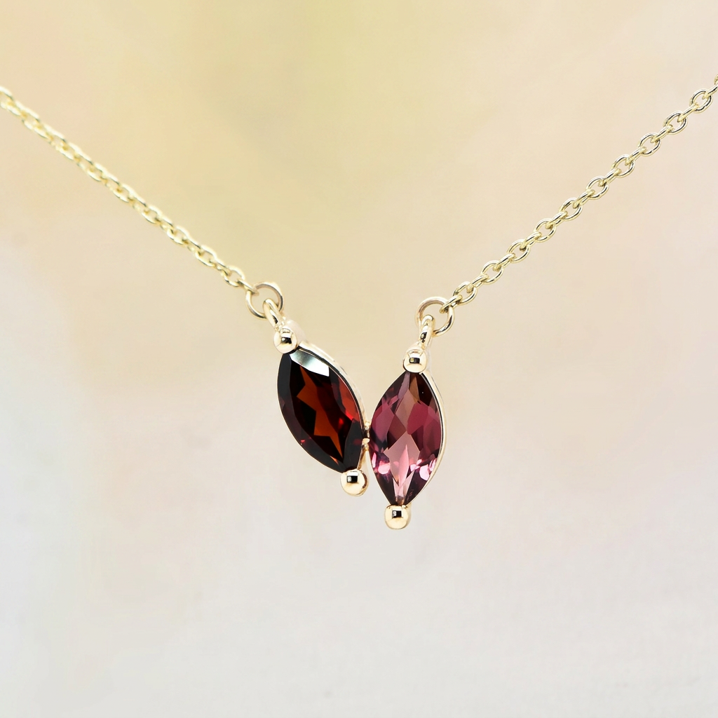 Garnet & Tourmaline Pendant on chain