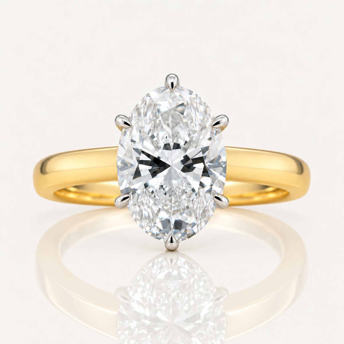 Genevieve | 7.07ct Oval Lab Grown Diamond Ring | Hidden Halo | 18ct Yellow & White Gold