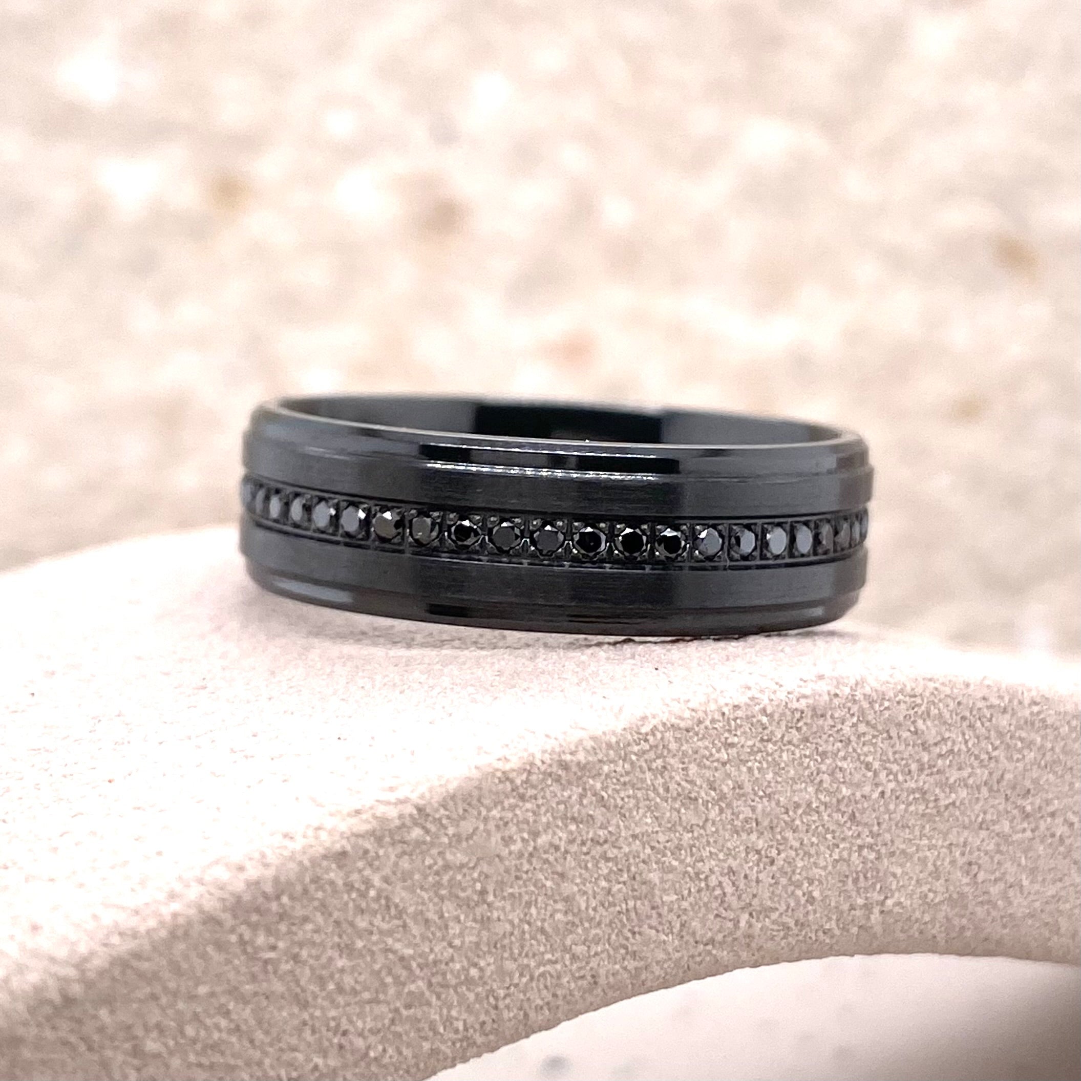 Zirconium & Black Diamond Ring