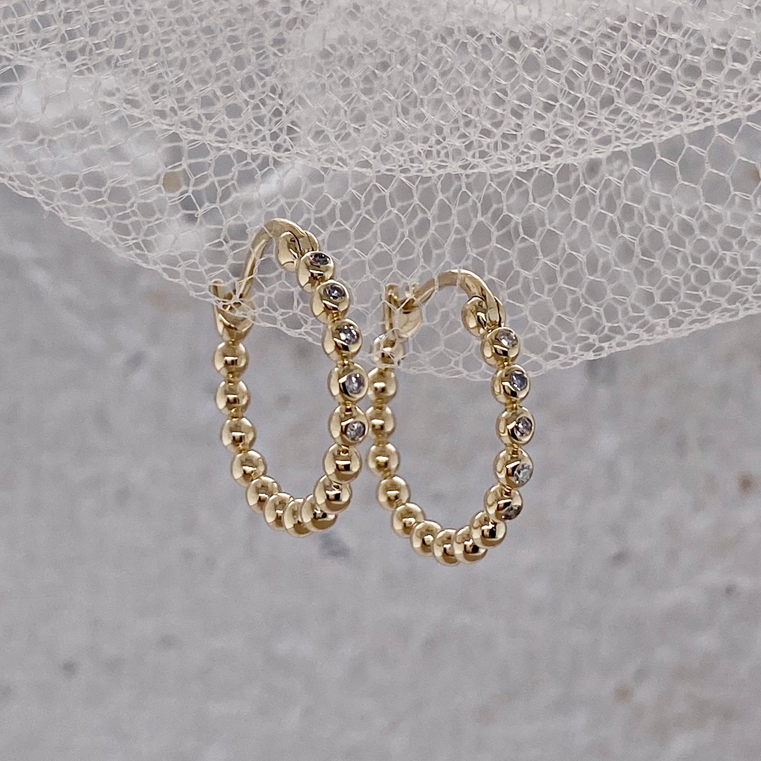 Diamond Beaded Circle hoops