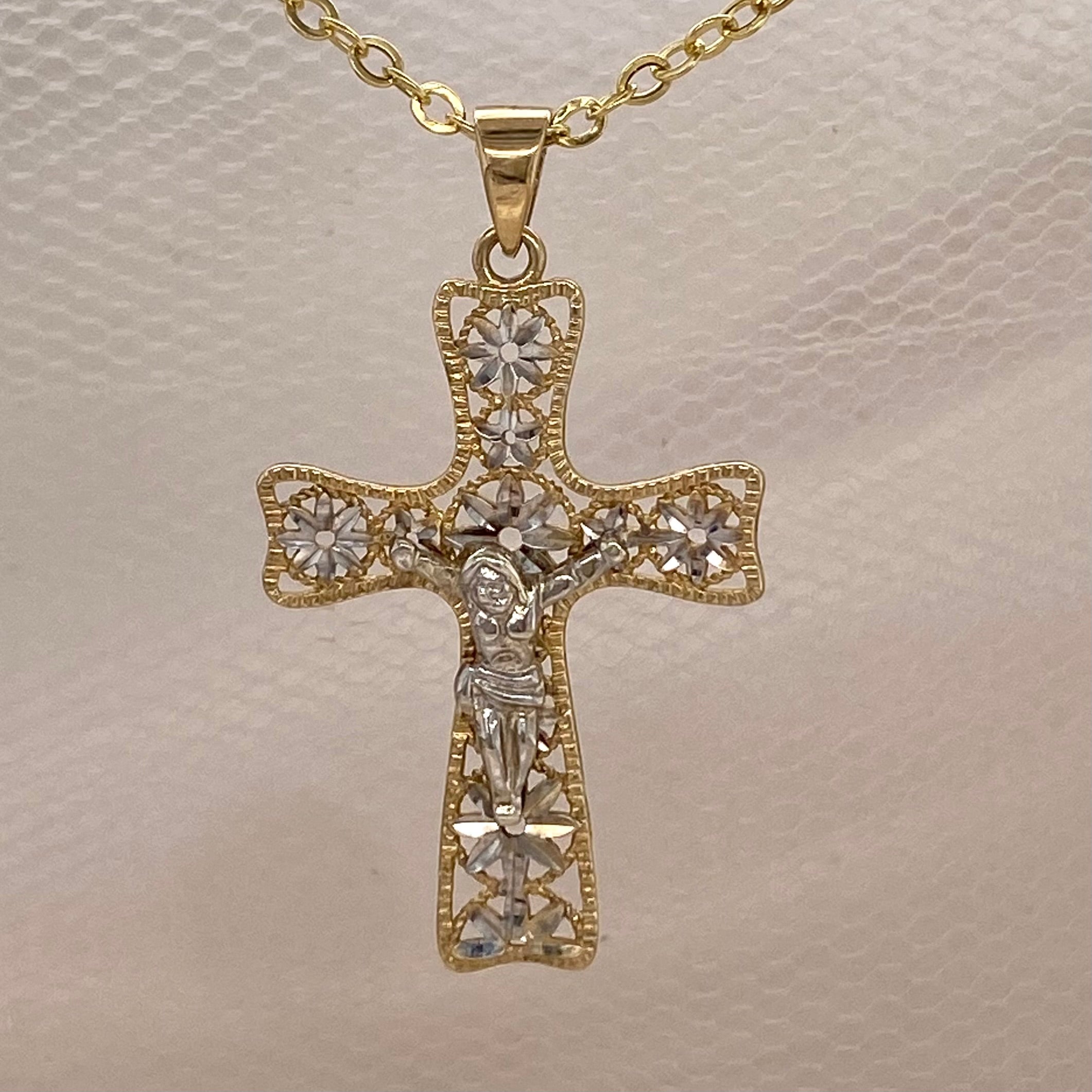 9ct YG / WG Crucifix
