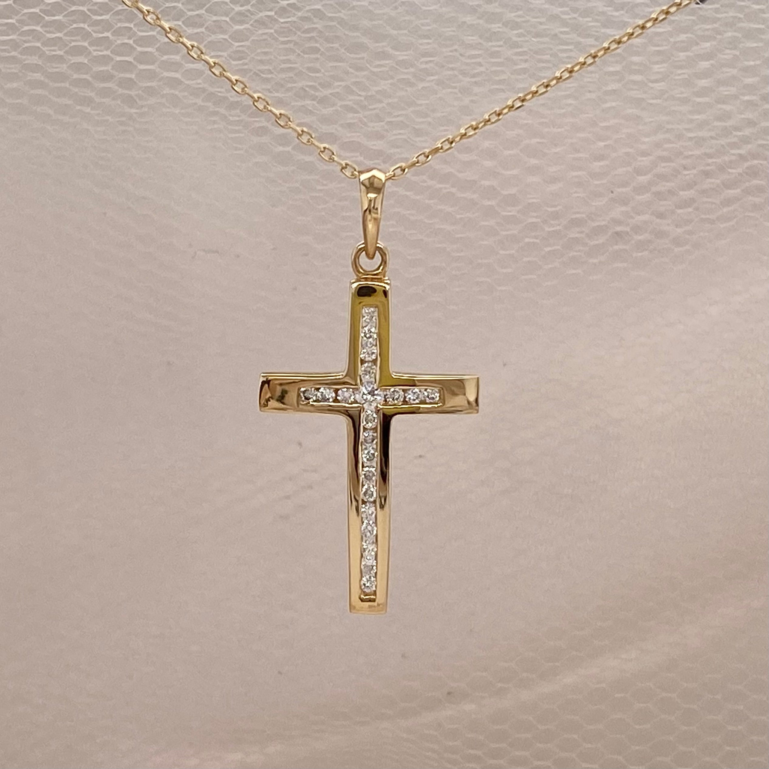18ct Gold Diamond Set Cross