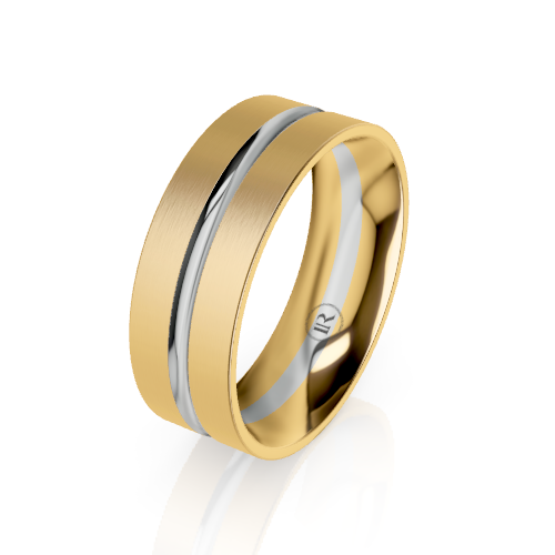Wide Offset Groove Wedding Ring